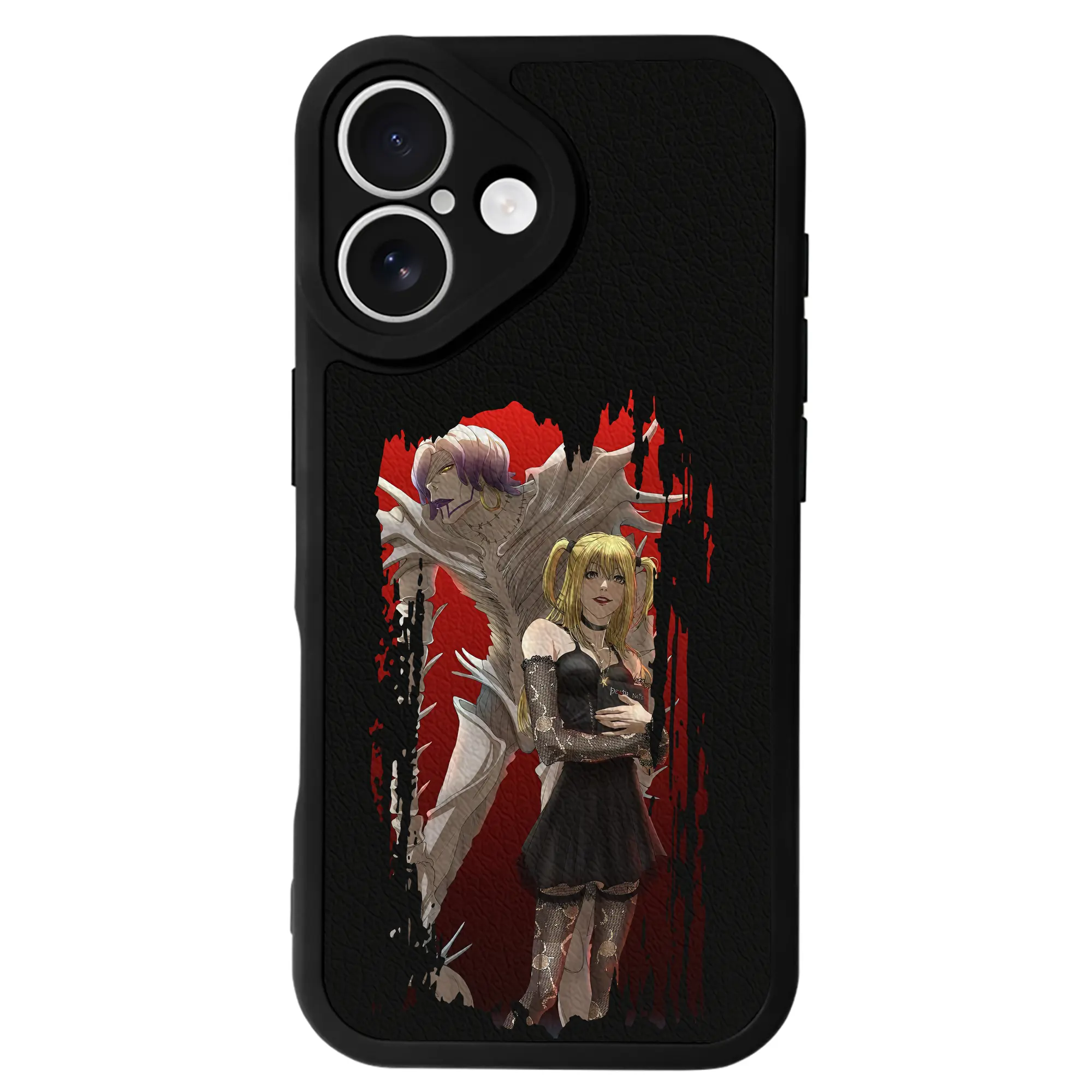 デスノート グッズ,弥海砂 - IPhone 16シリーズ対応 ・ シリコンスマホケース ・ レザー調 ・ 高精度フィット ・ 耐衝撃 ・ ワイヤレス充電対応 ・ 精密カット